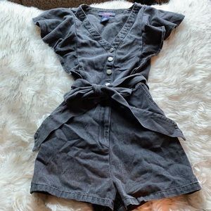 Black denim romper